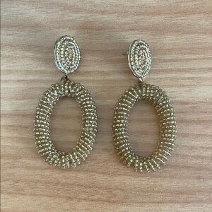 BaubleBar Gold Textured Oval Drop Earrings